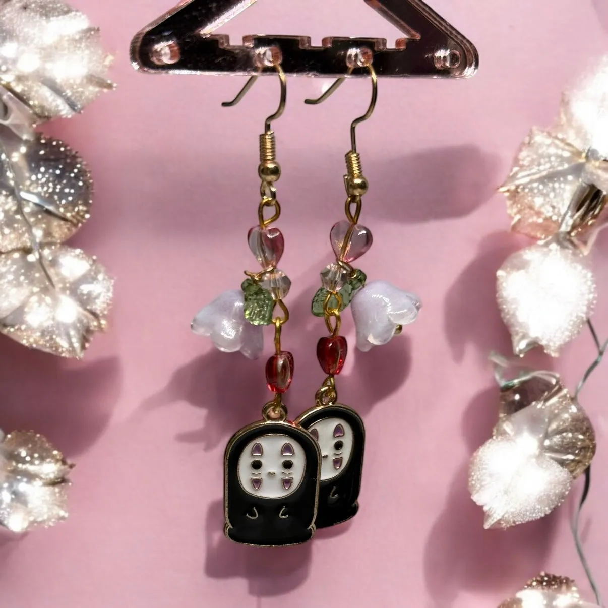 Kawaii - Cute baby No face man earrings | japanese anime dangle earrings | oriental decor drop earrings| cute kawaii | howl’s earrings