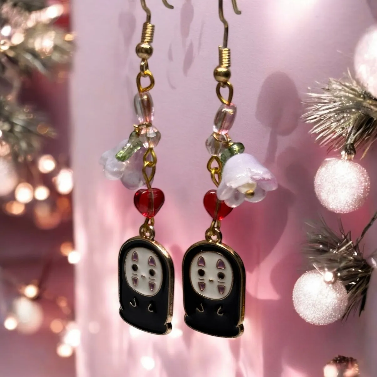 Kawaii - Cute baby No face man earrings | japanese anime dangle earrings | oriental decor drop earrings| cute kawaii | howl’s earrings