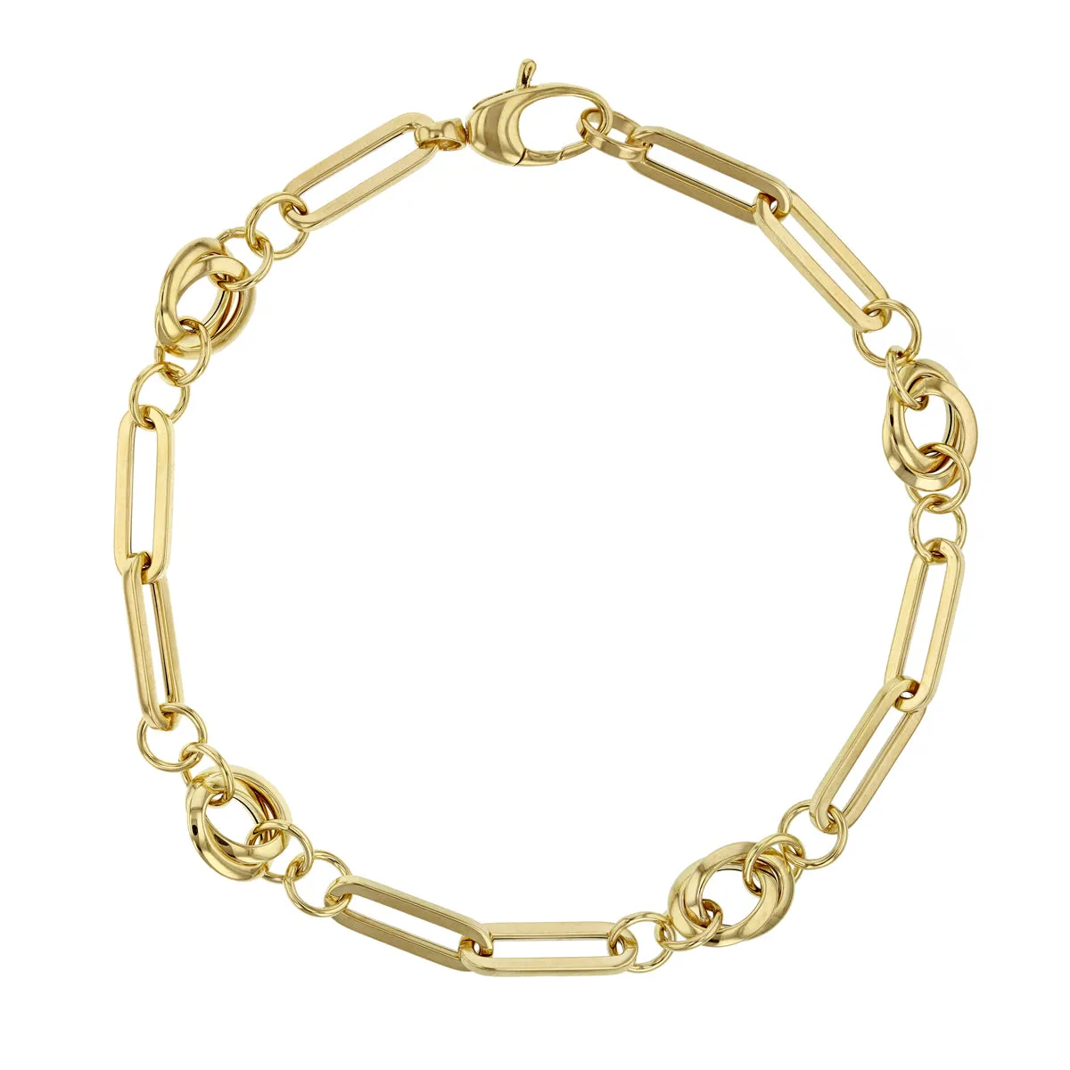 Knot and Paperclip Link Bracelet | 9K Yellow Gold