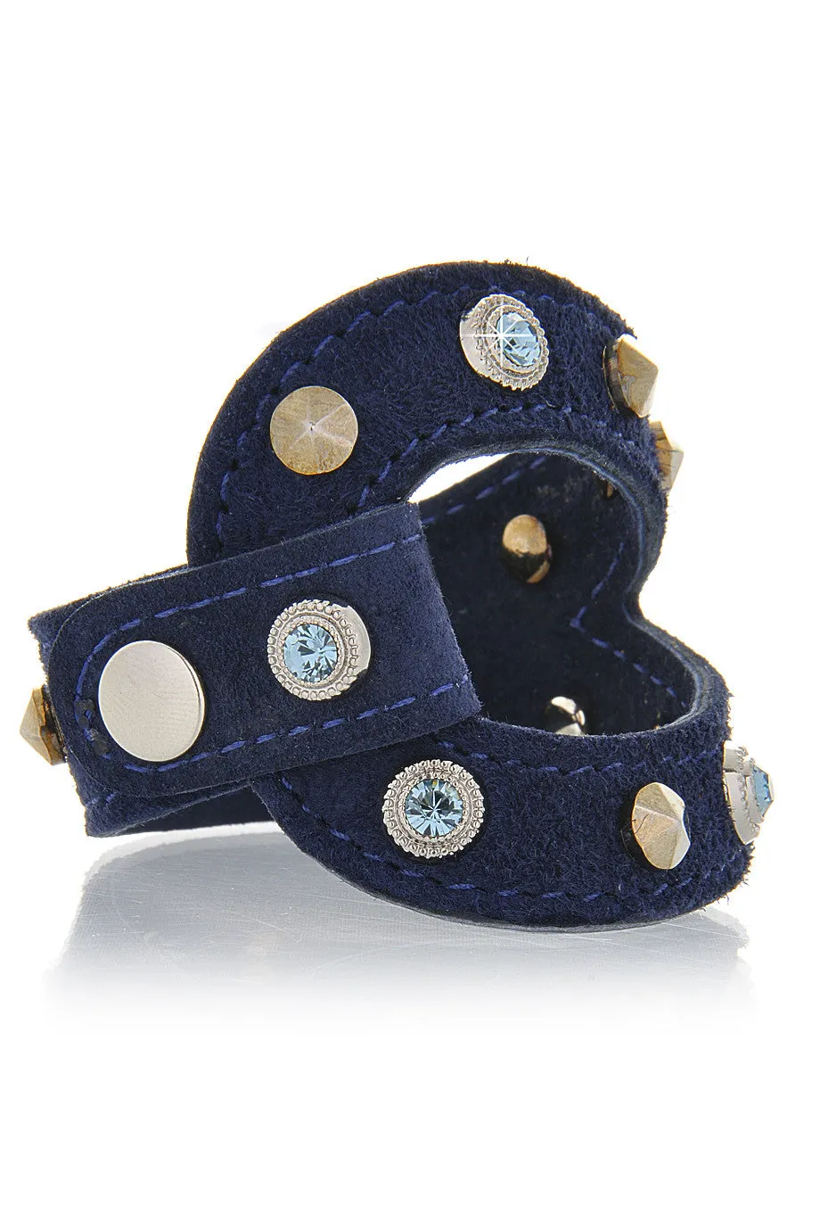 LK DESIGNS Blue Suede Crystal Wristband