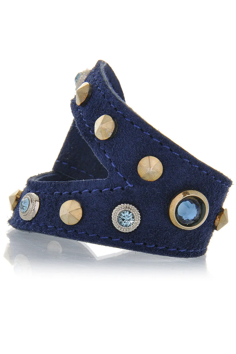 LK DESIGNS Blue Suede Crystal Wristband