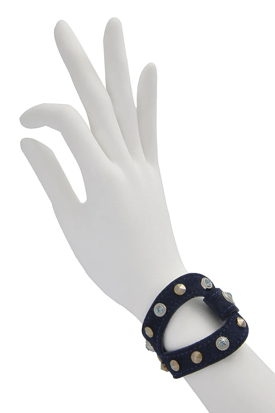 LK DESIGNS Blue Suede Crystal Wristband