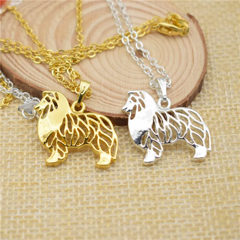 LPHZQH fashion Boho Chic necklace Rough Collie dog necklace Shetland Sheepdog choker pendant Women necklace Jewelry charm gift