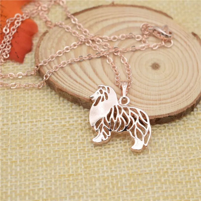 LPHZQH fashion Boho Chic necklace Rough Collie dog necklace Shetland Sheepdog choker pendant Women necklace Jewelry charm gift