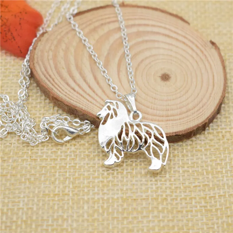 LPHZQH fashion Boho Chic necklace Rough Collie dog necklace Shetland Sheepdog choker pendant Women necklace Jewelry charm gift