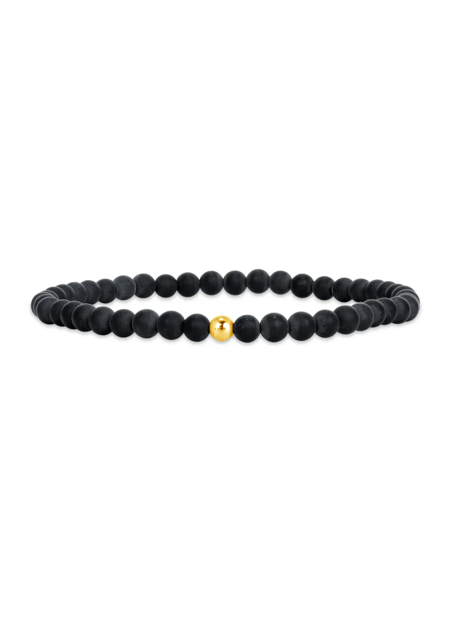 Men's Stretch Black Beaded Bracelet