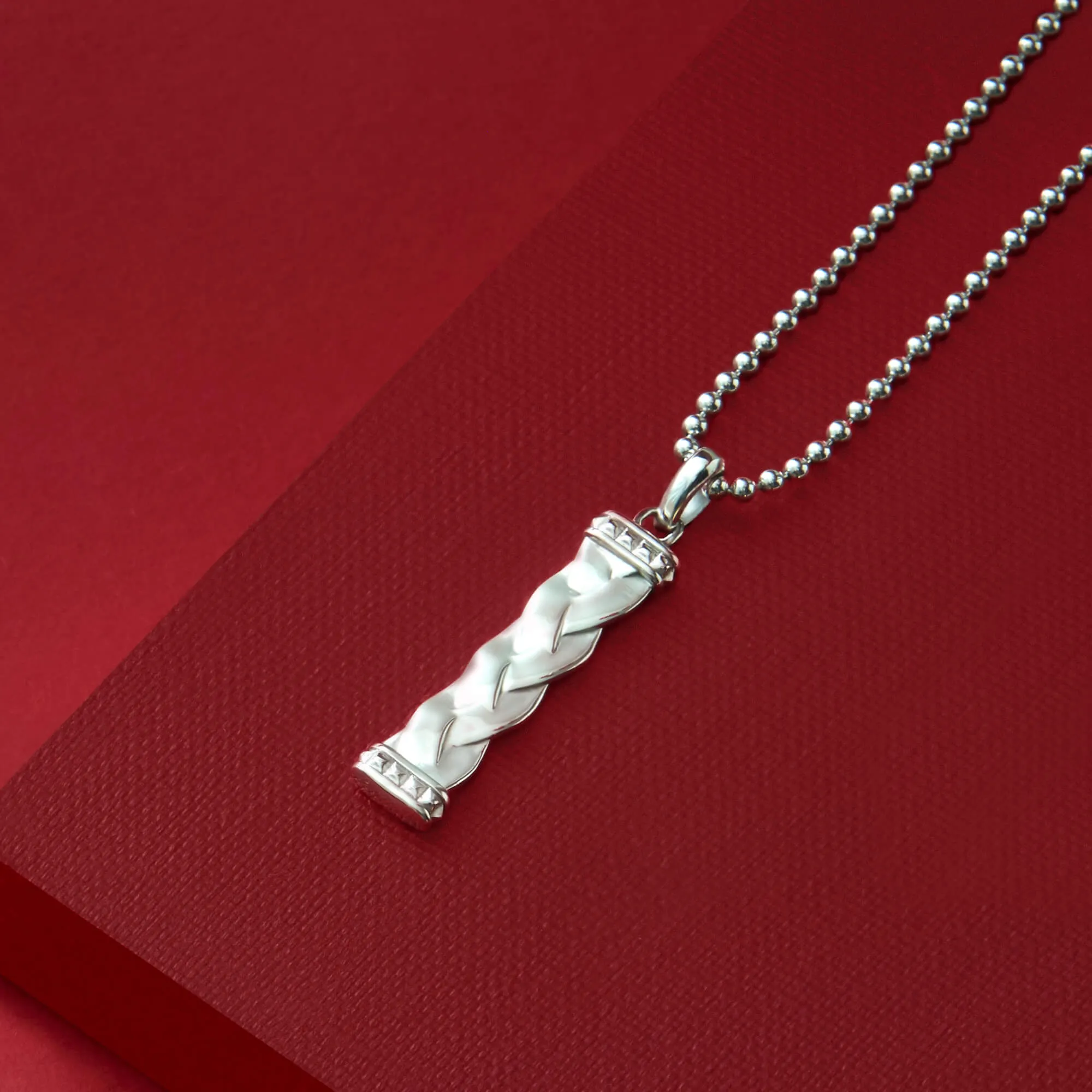 Men's Woven Pendant in Silver (Pendant only)