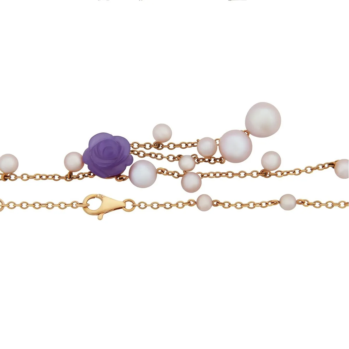 Mimi Milano Lavender Jade Pearl Rose Gold Necklace