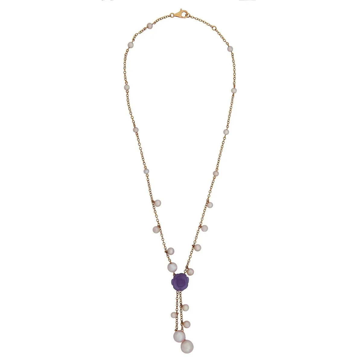 Mimi Milano Lavender Jade Pearl Rose Gold Necklace