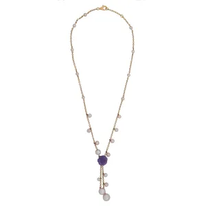 Mimi Milano Lavender Jade Pearl Rose Gold Necklace