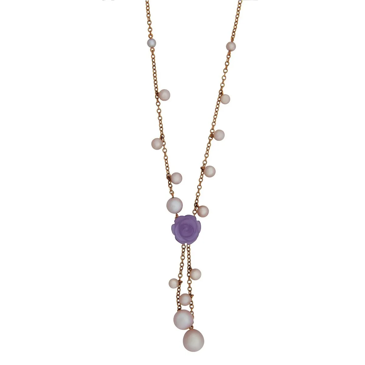 Mimi Milano Lavender Jade Pearl Rose Gold Necklace