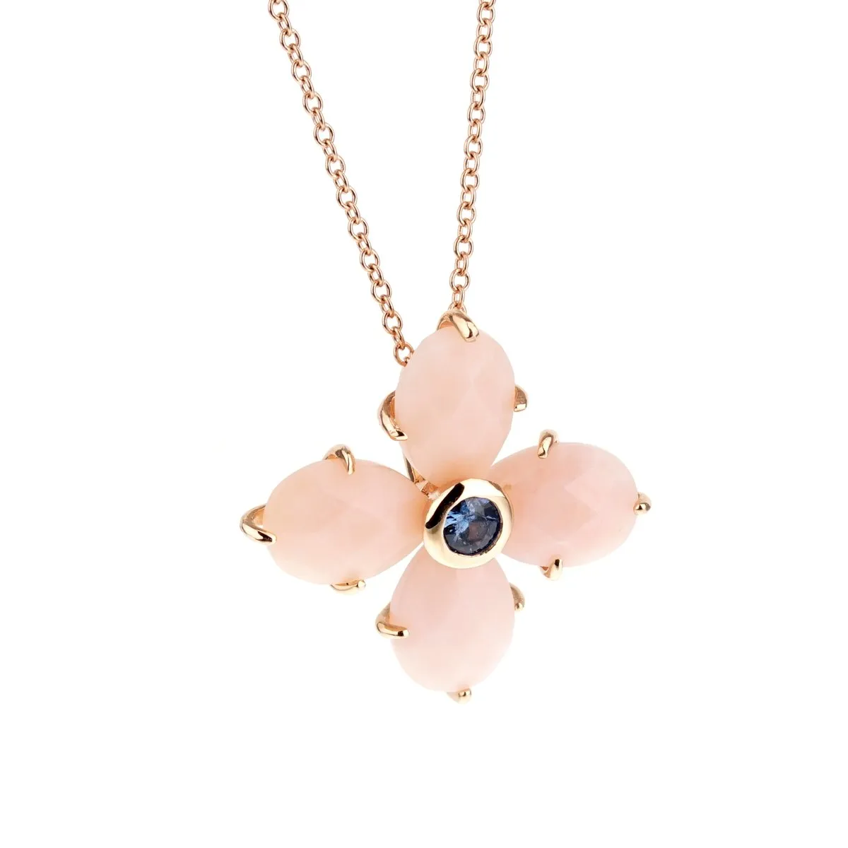 Mimi Milano Pink Opal Sapphire Rose Gold Necklace