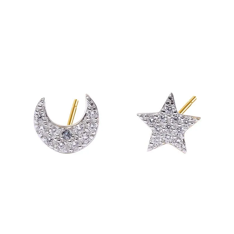 MOON & STAR STUD EARRINGS