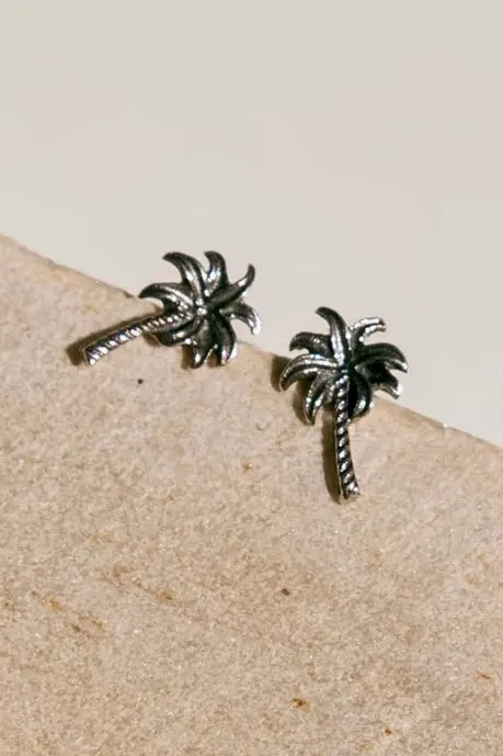 PALM STUDS STERLING SILVER