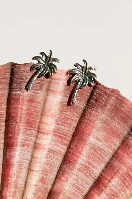 PALM STUDS STERLING SILVER