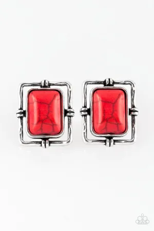 Paparazzi Earring ~ Center STAGECOACH - Red