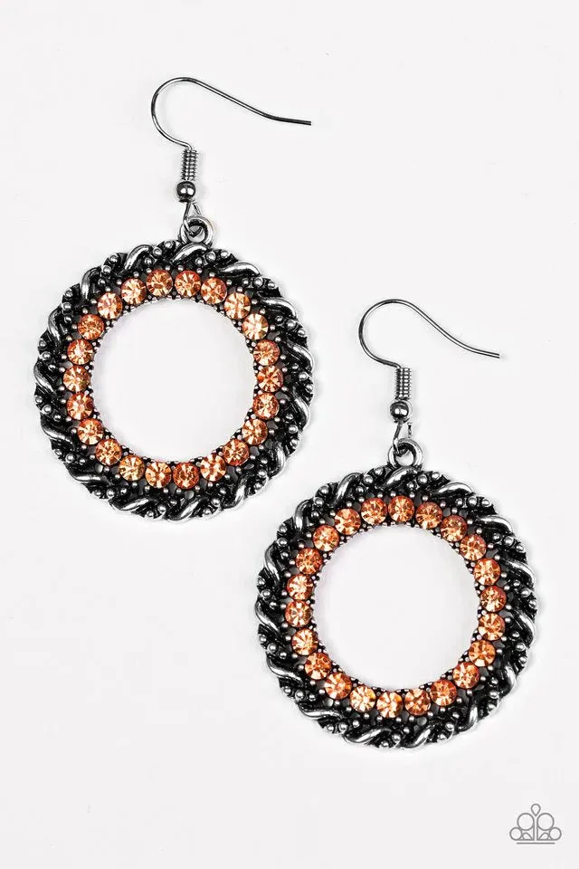 Paparazzi Earring ~ Grunge and Glitter - Orange