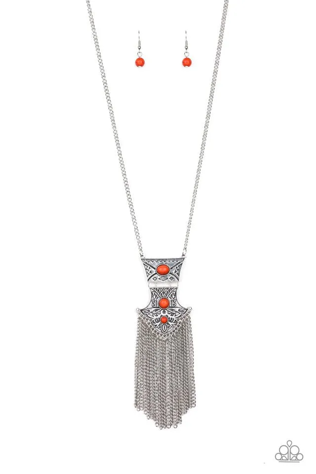 Paparazzi Necklace ~ Totem Tassel - Orange