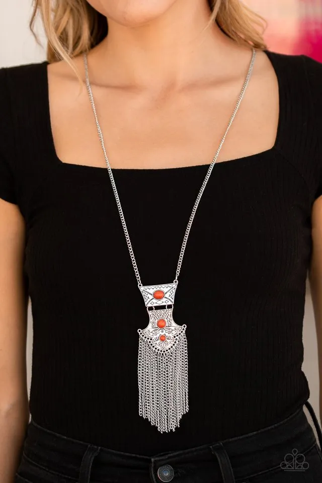 Paparazzi Necklace ~ Totem Tassel - Orange