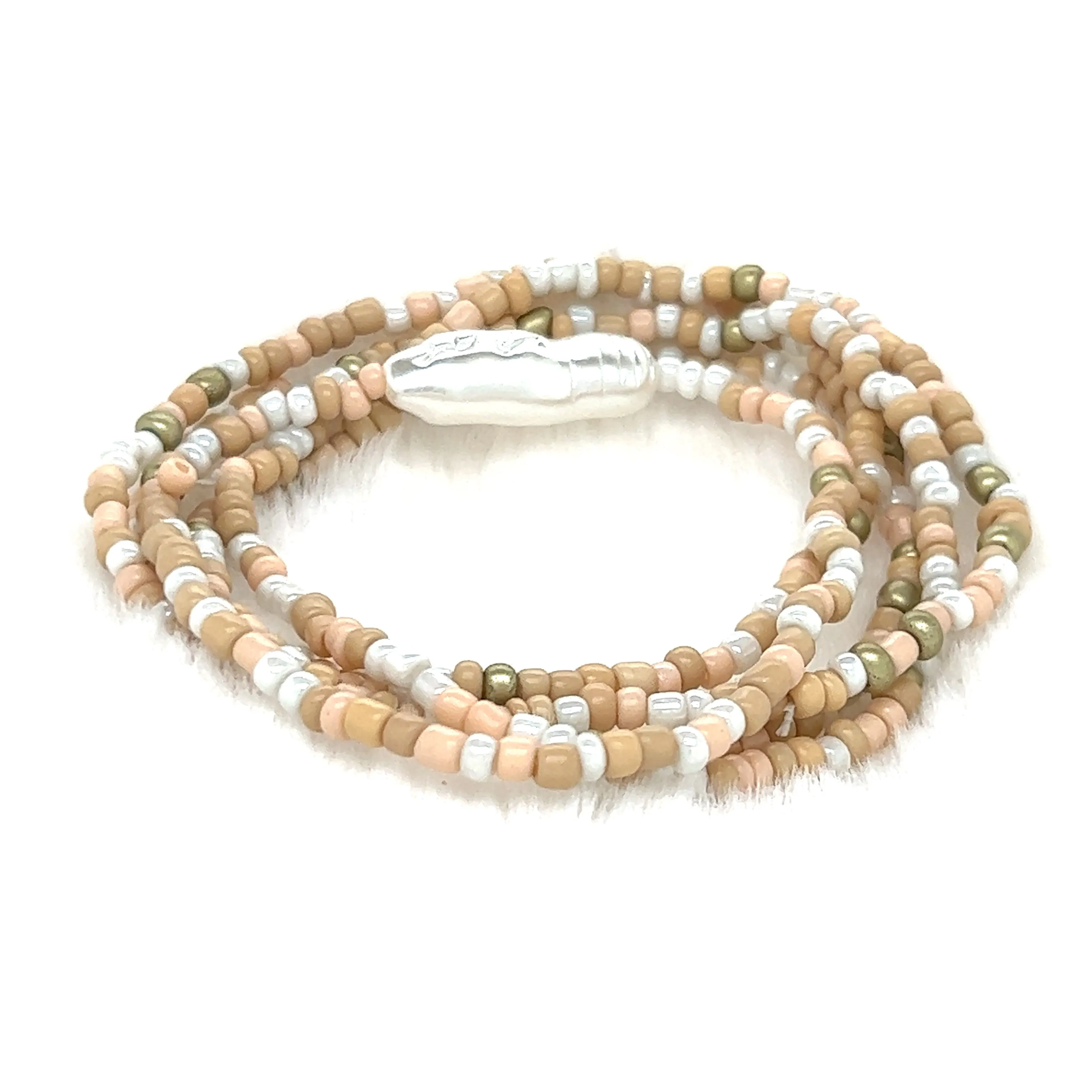 Pearl & Seed Bead Stretch Bracelet Set