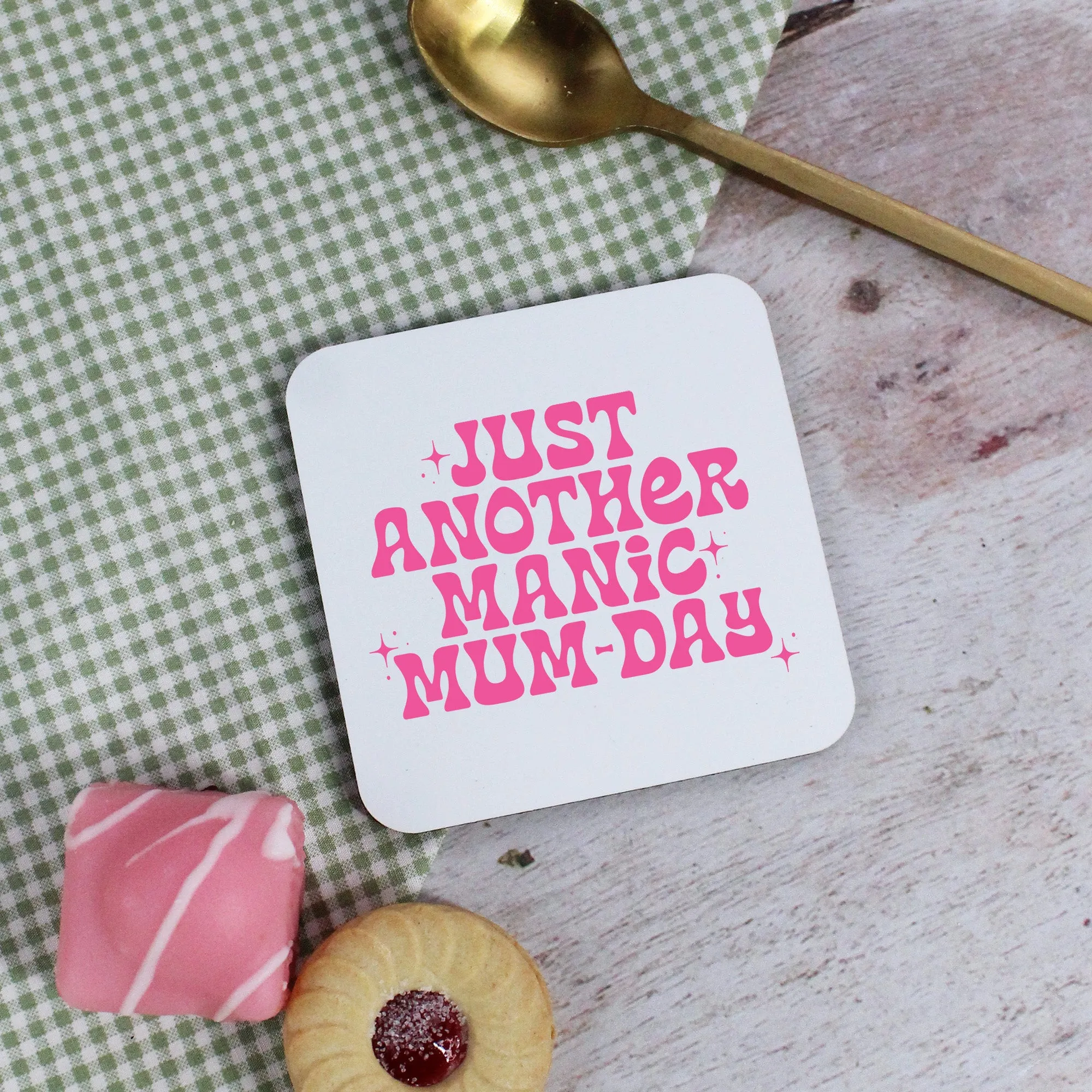 Personalised 'Just Another Manic Mum-Day' Mug & Coaster Option