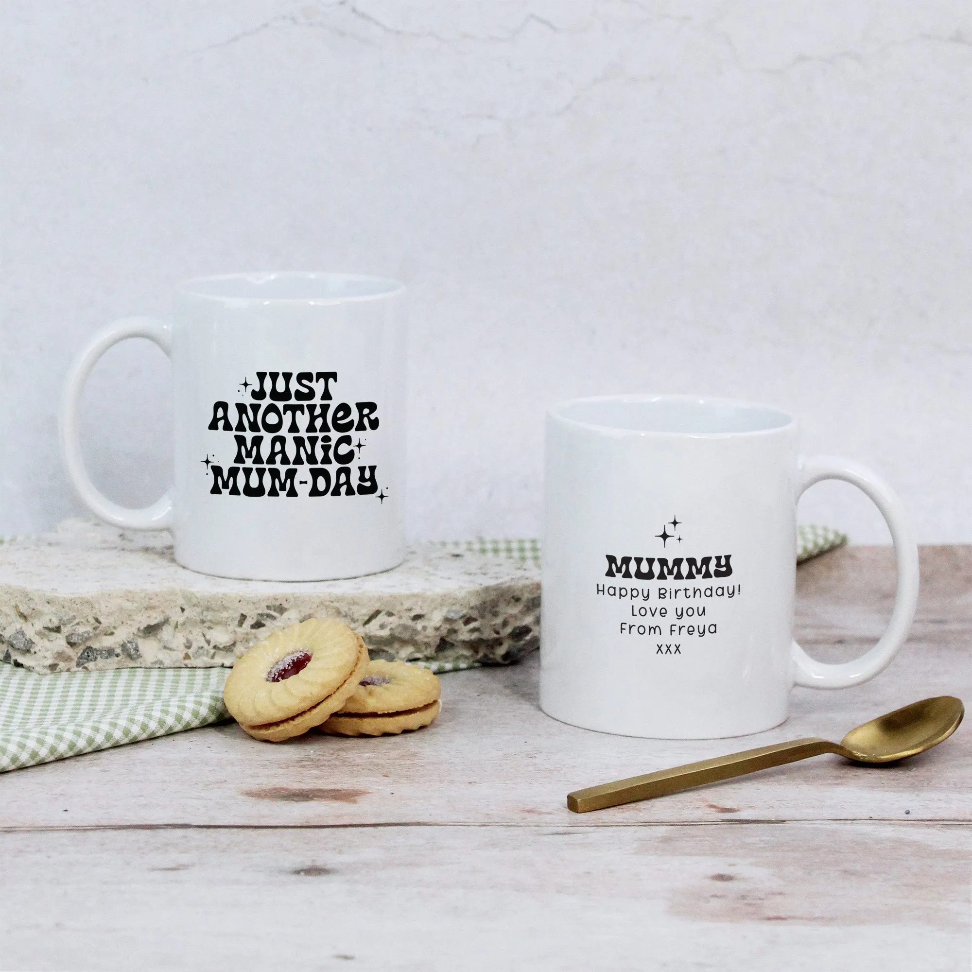 Personalised 'Just Another Manic Mum-Day' Mug & Coaster Option