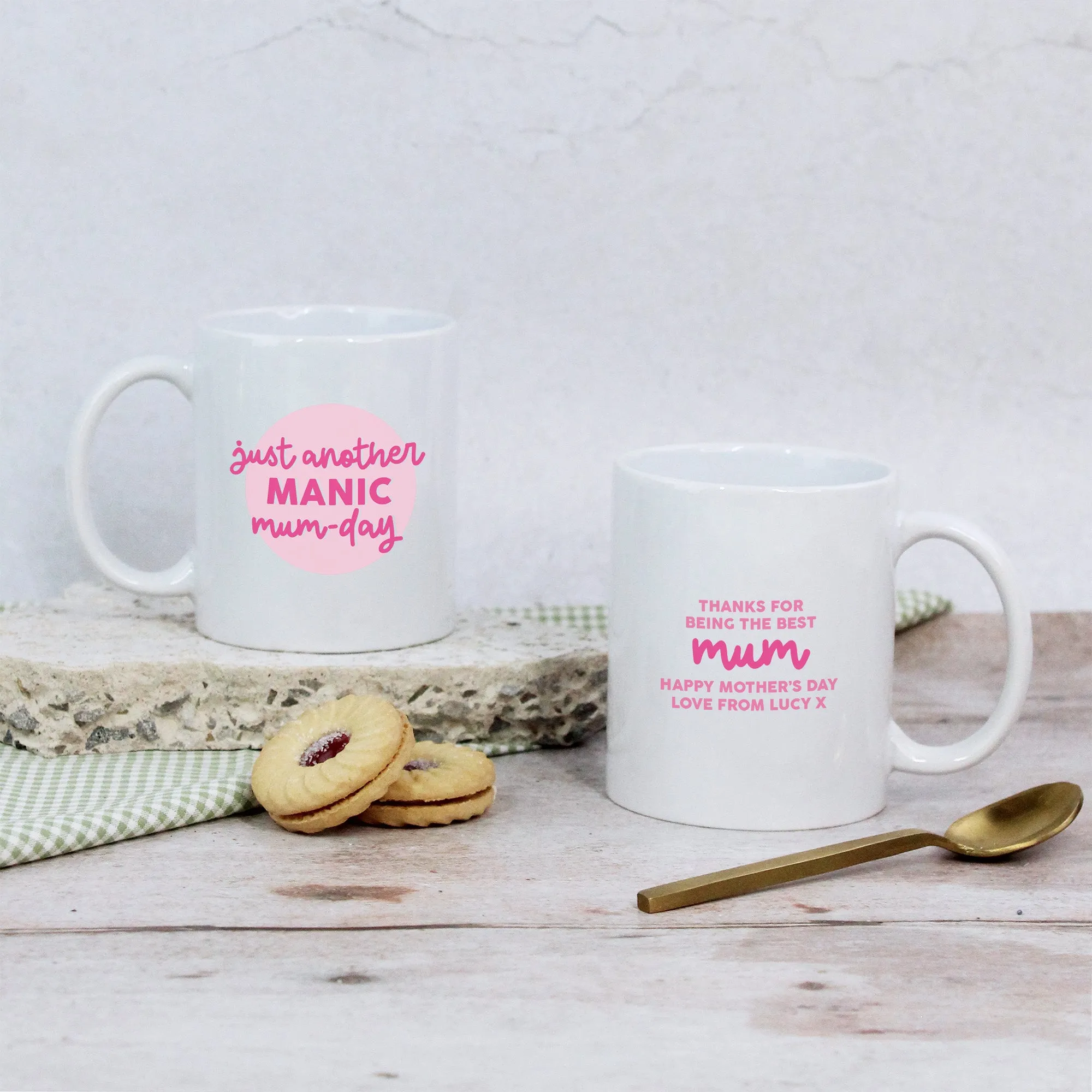 Personalised Manic Mum-Day Mug and Coaster Option