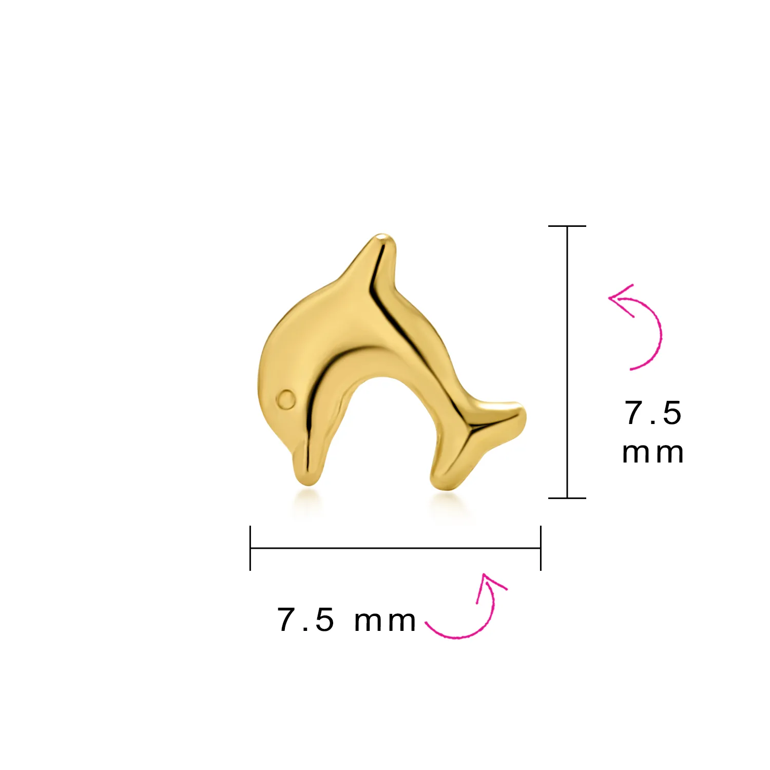 Petite Nautical Dolphin 14K Gold Stud Earrings with Secure Push Back