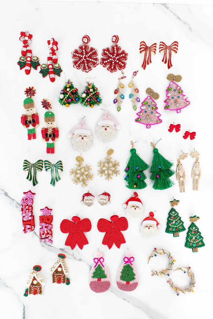 Pink Christmas Tree Earrings