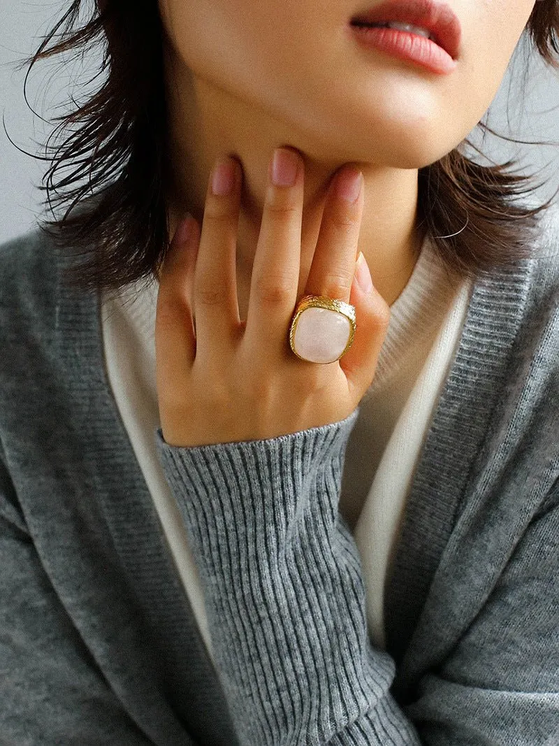 Pink Crystal Turquoise Square Rings