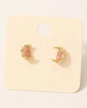 Pink Moon Stud Earrings