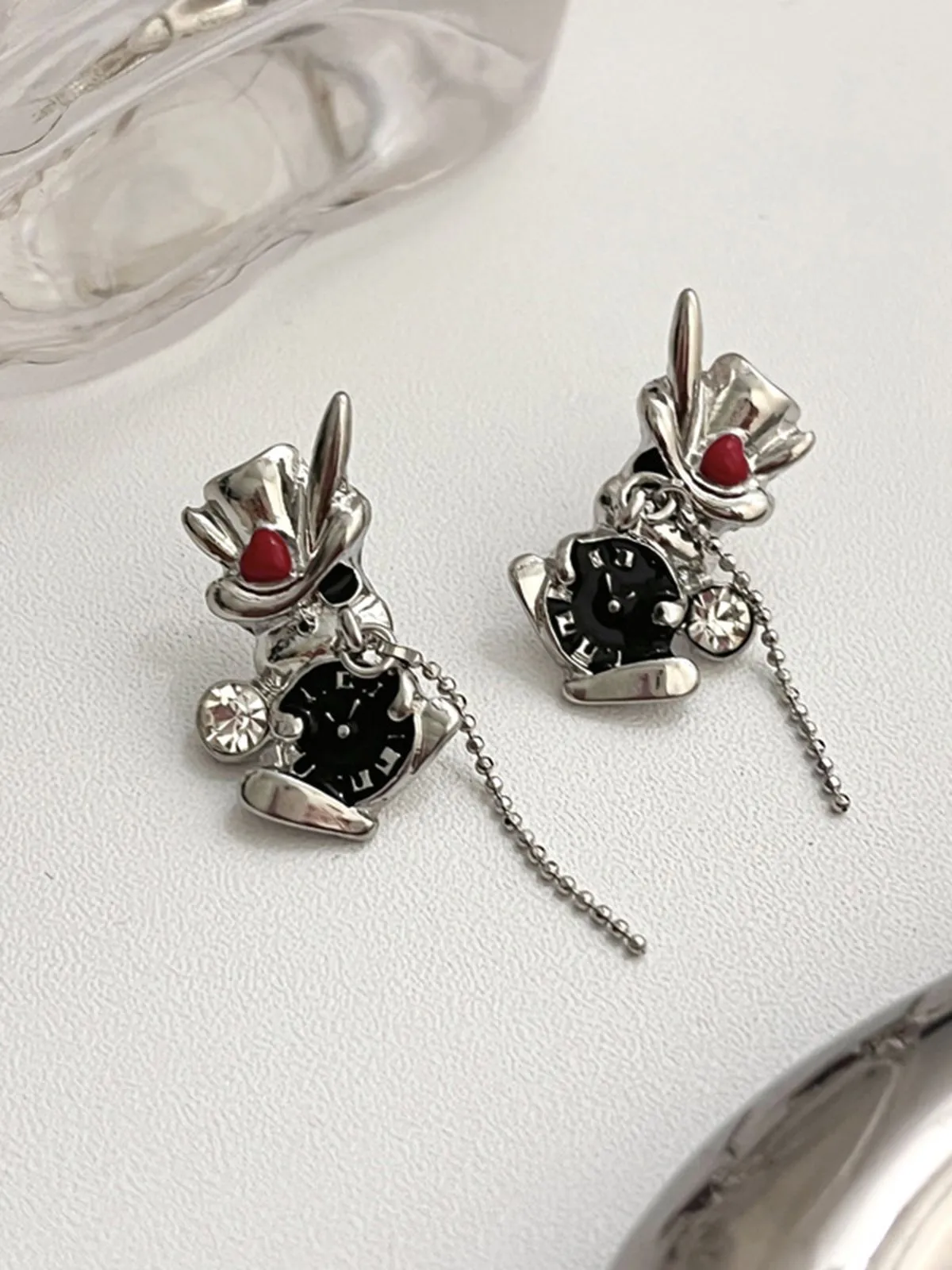 Playful Rabbit Alloy Stud Earrings