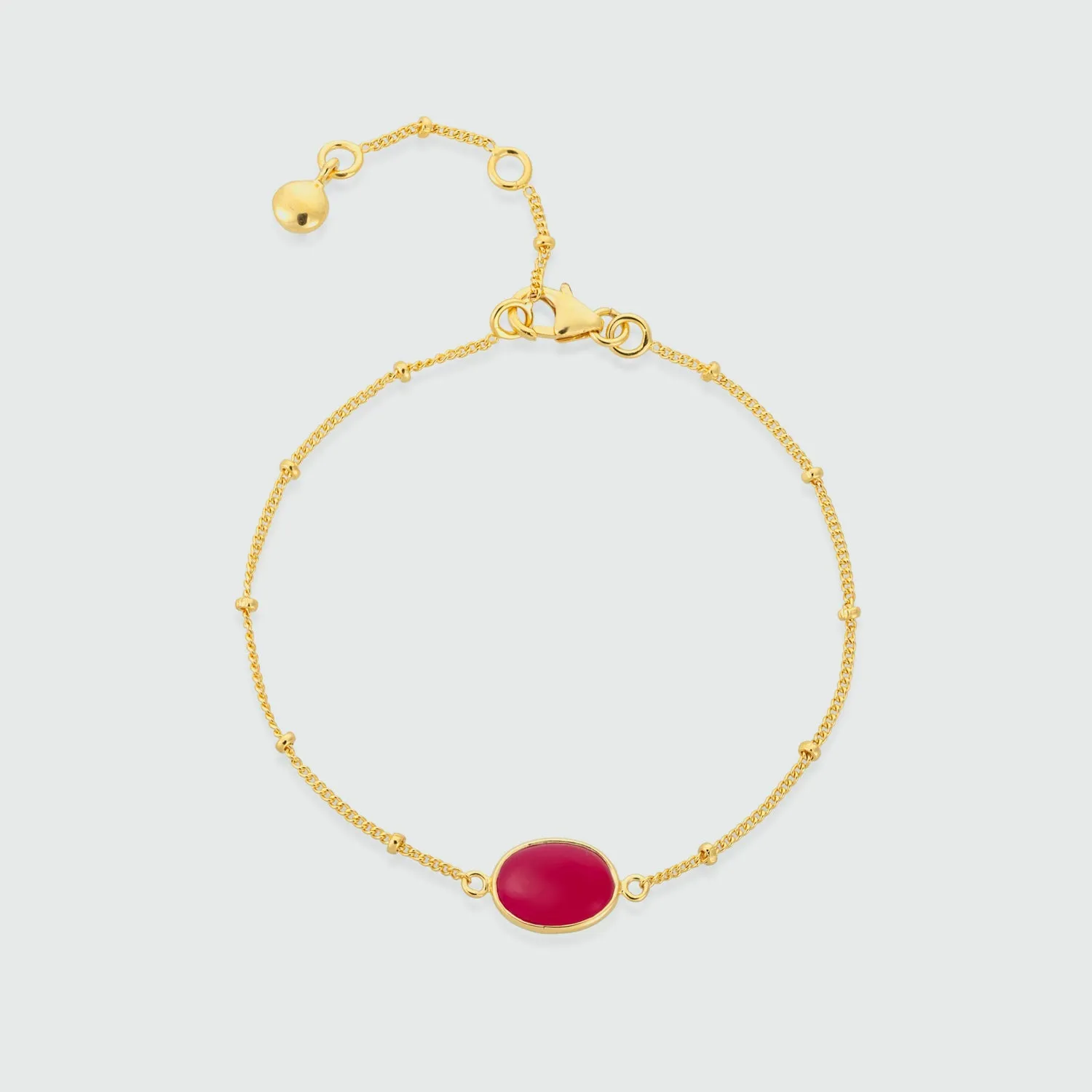 Pollara Fuchsia Pink Chalcedony & Gold Vermeil Beaded Bracelet