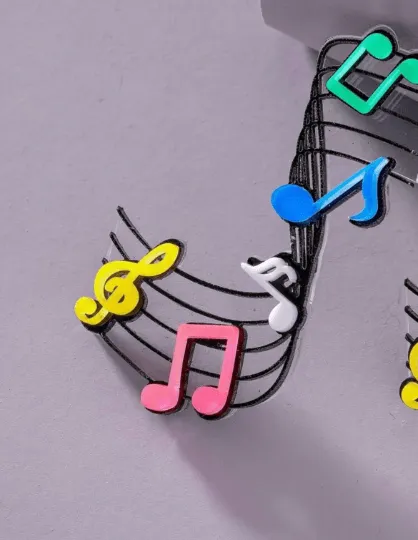 Quirky - Musical notes earrings | colourful music earrings | funky pop art earrings | acrylic art oversize earrings | musician concert music student