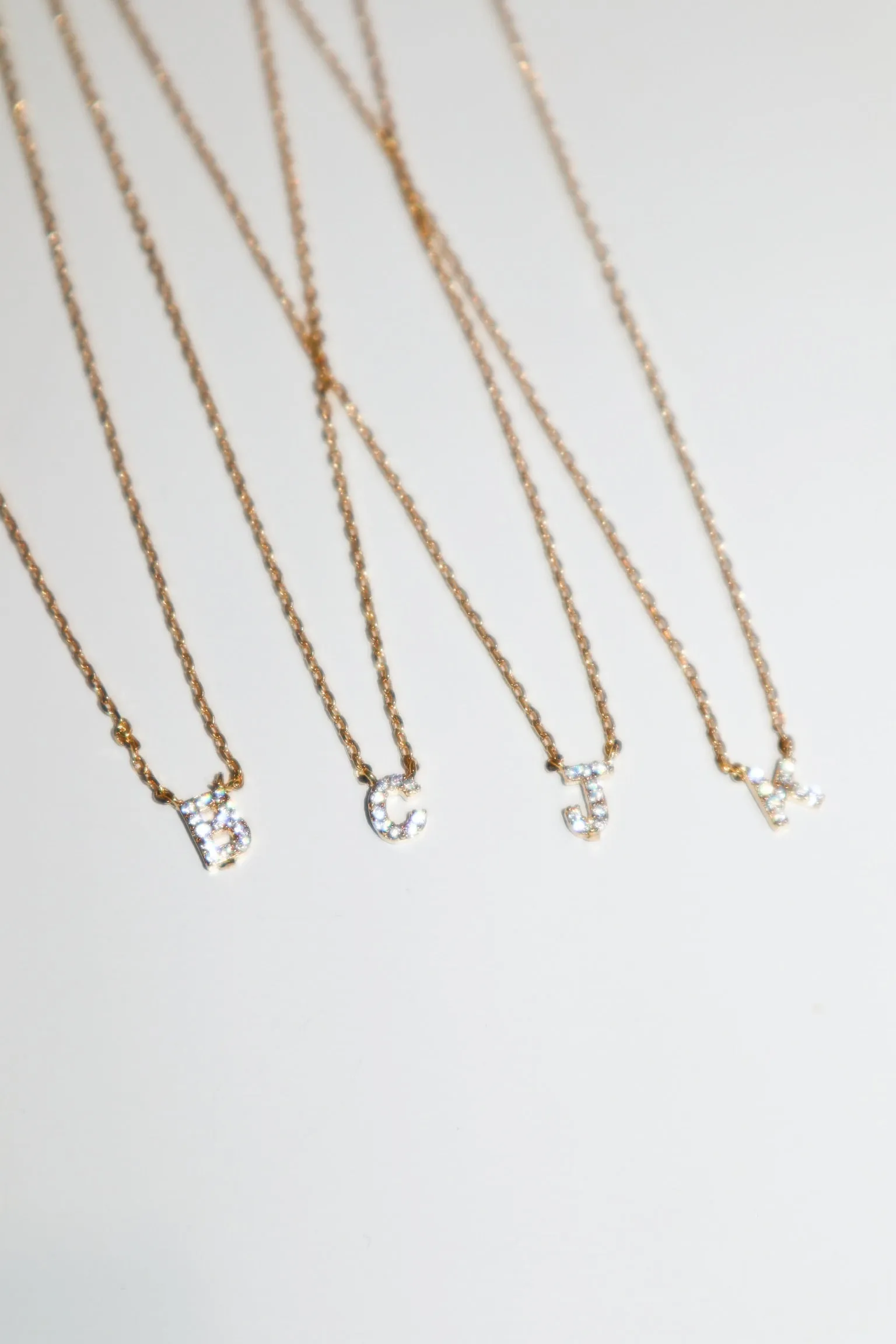 Rhinestone Initial Pendant Necklace | Gold