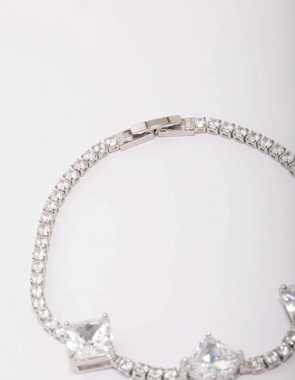 Rhodium Square Cubic Zirconia Bracelet