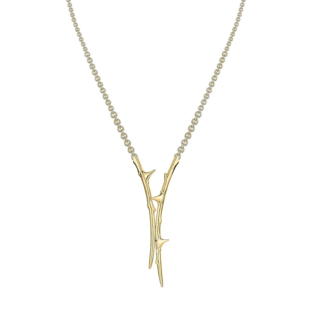 Rose Thorn Drop Lariat - Yellow Gold Vermeil