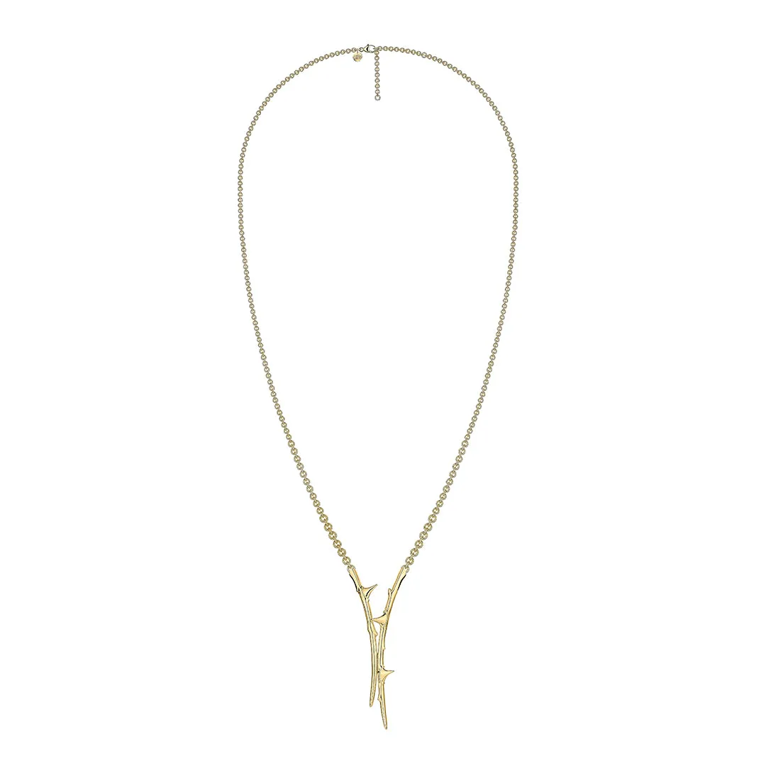 Rose Thorn Drop Lariat - Yellow Gold Vermeil