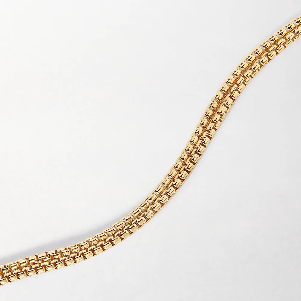 Rounded Box Chain Necklace - Gold