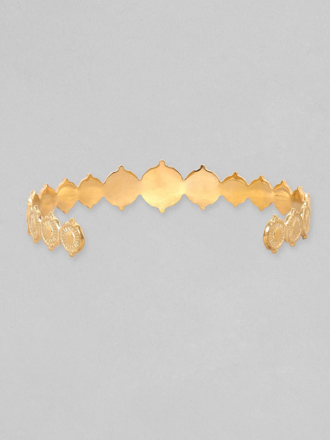 Rubans Voguish 18K Gold Plated Sunburst Motif Open Cuff Bracelet