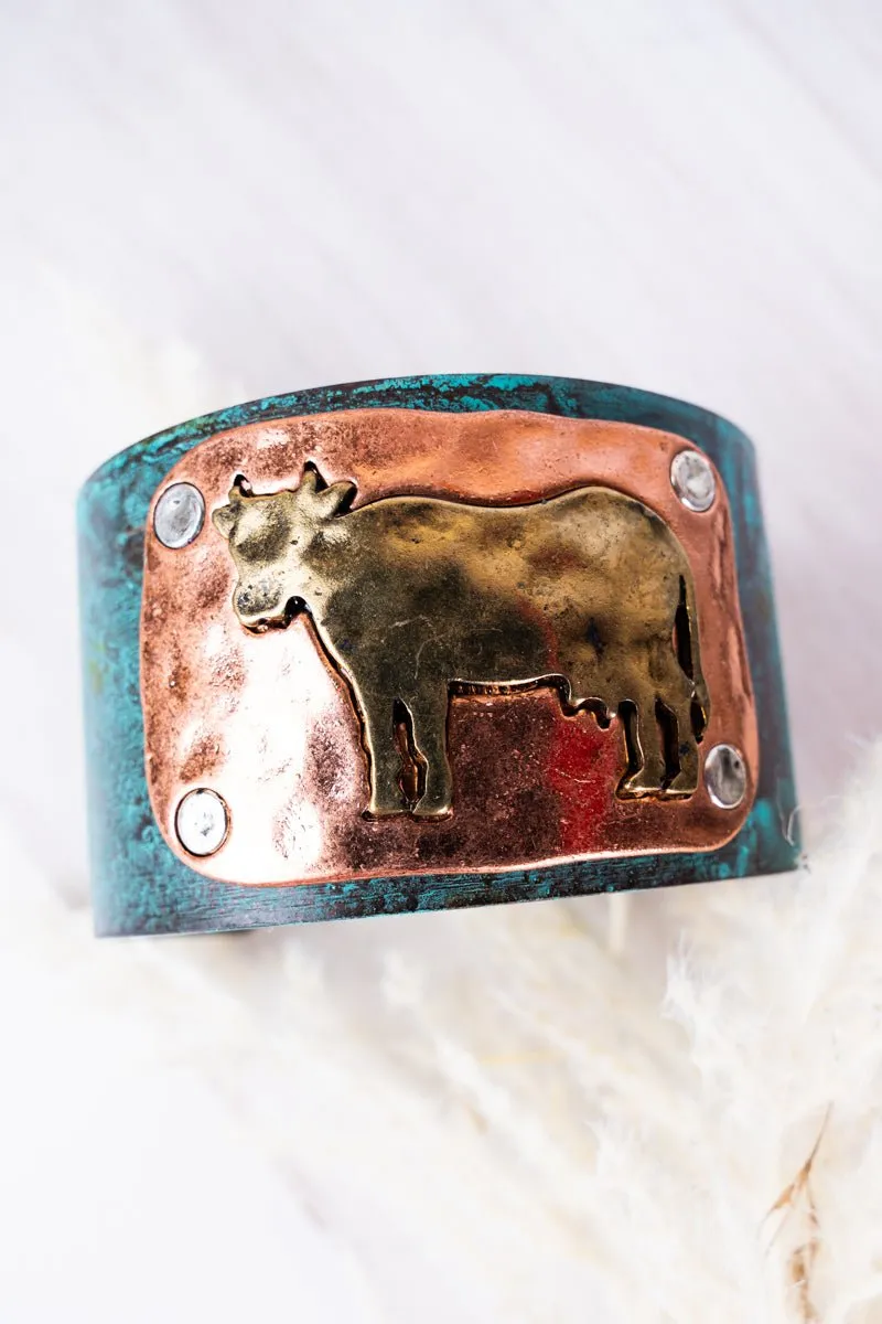 SALE! Burnished Brasstone Cow Patina Cuff Bracelet