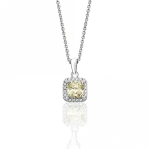 Silver & Co 925 Silver 1.25ct Cubic Zirconia Square Halo Pendant SPG0011YZ