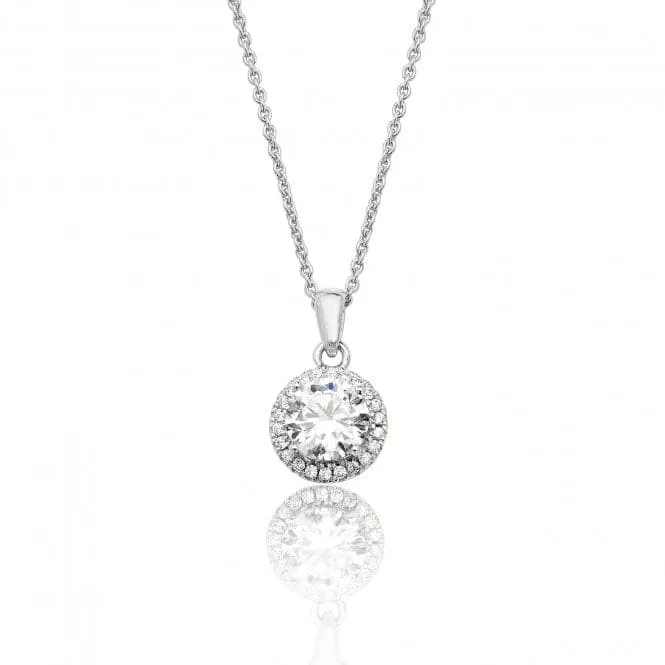 Silver & Co Halo Round Cubic Zirconia Pendant SPG0009CZ