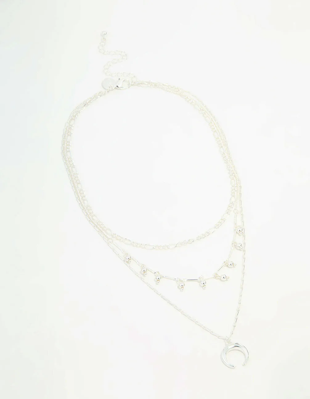 Silver Diamante, Chains & Pendant Layered Necklace