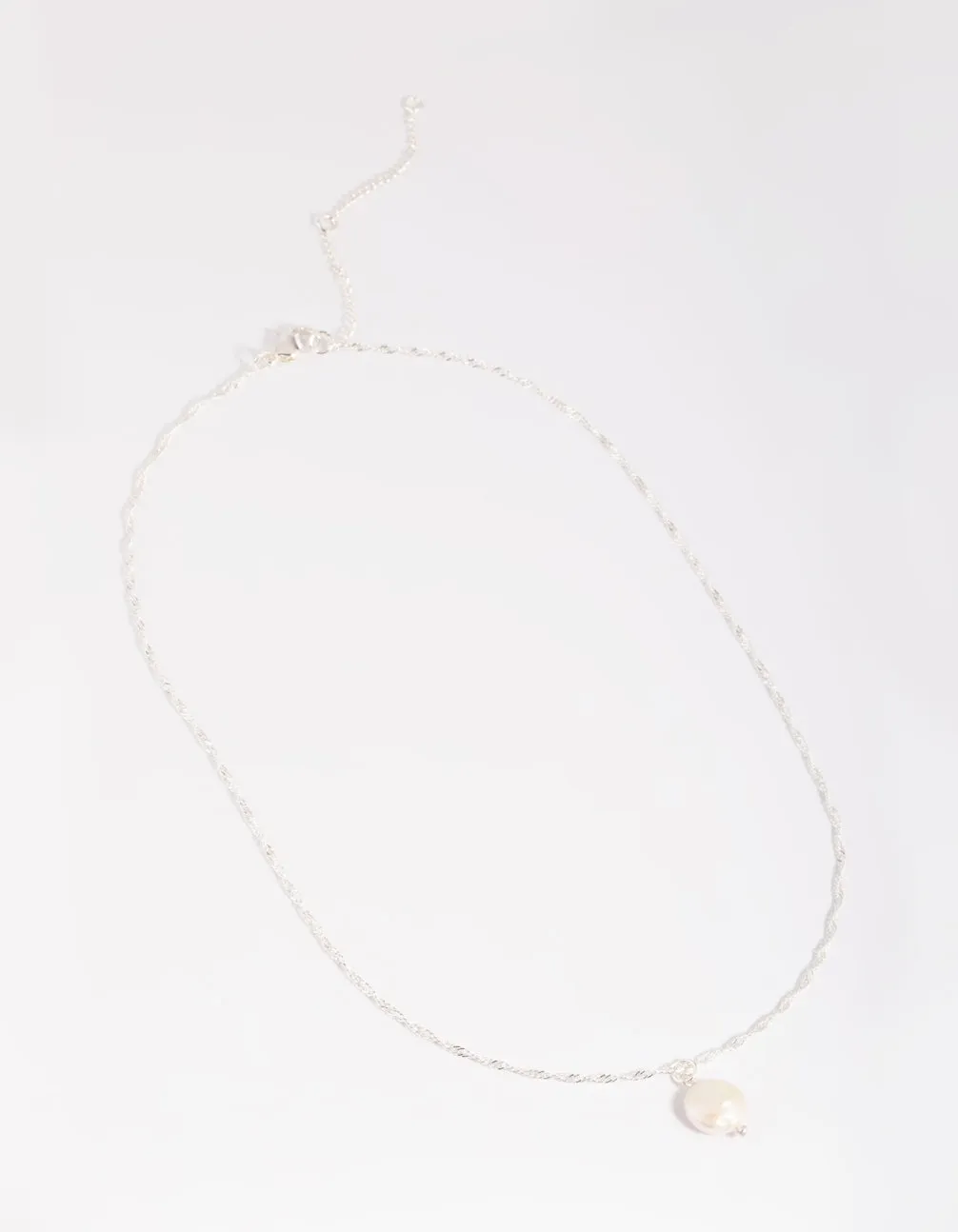 Silver Plated Brass  Flat Pearl Necklace