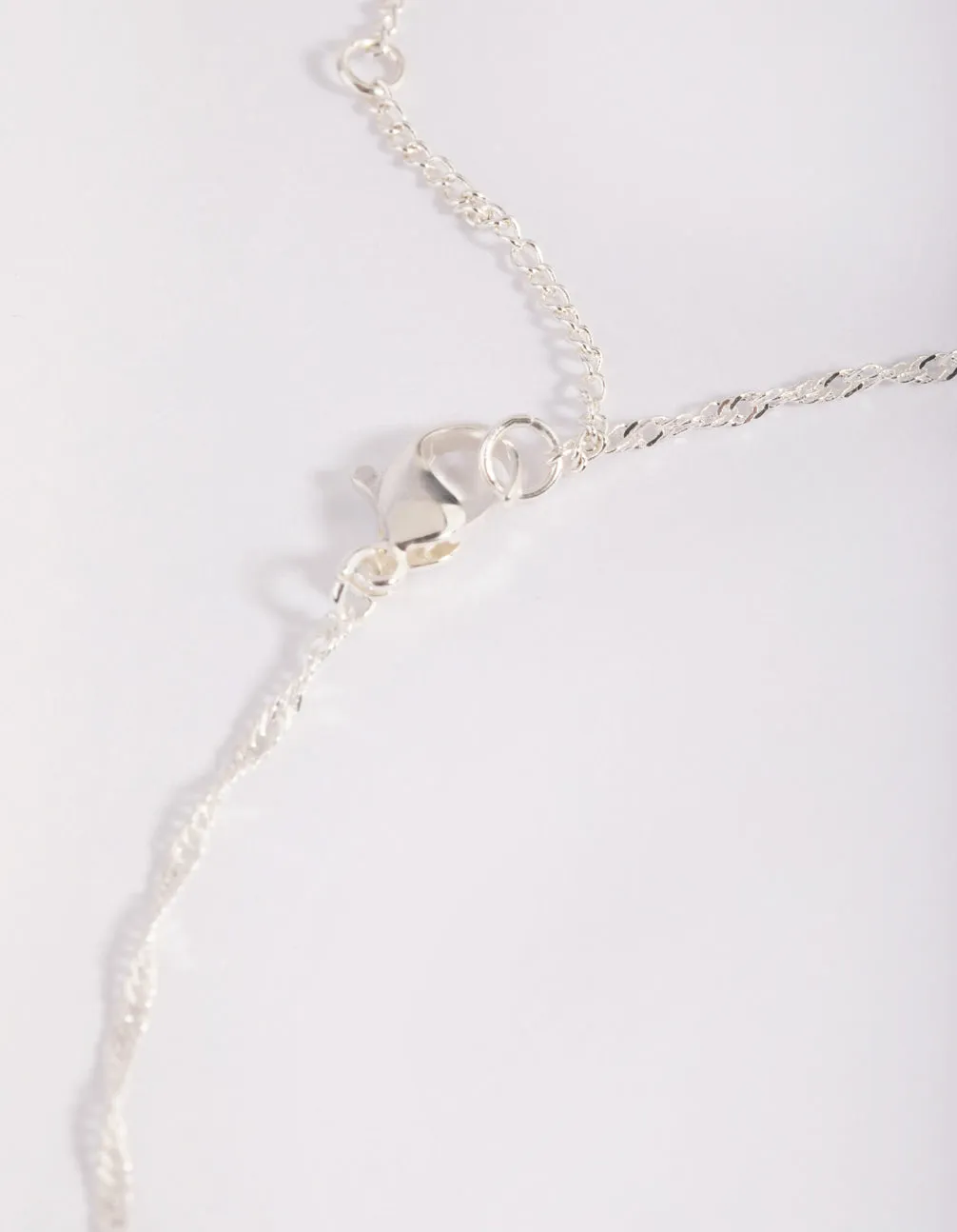 Silver Plated Brass  Flat Pearl Necklace