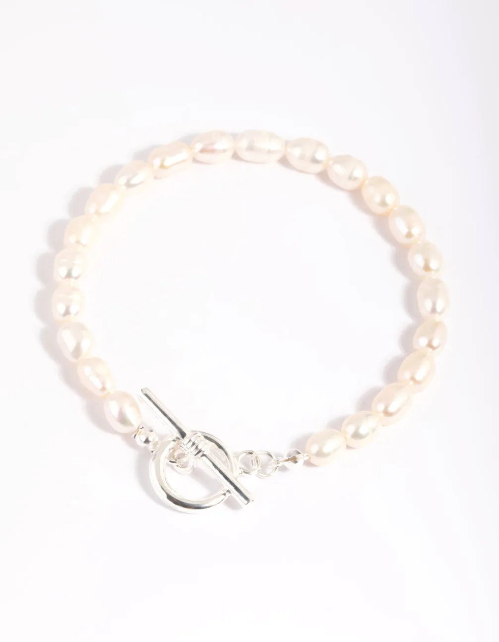 Silver Plated Pearl Fob Bracelet