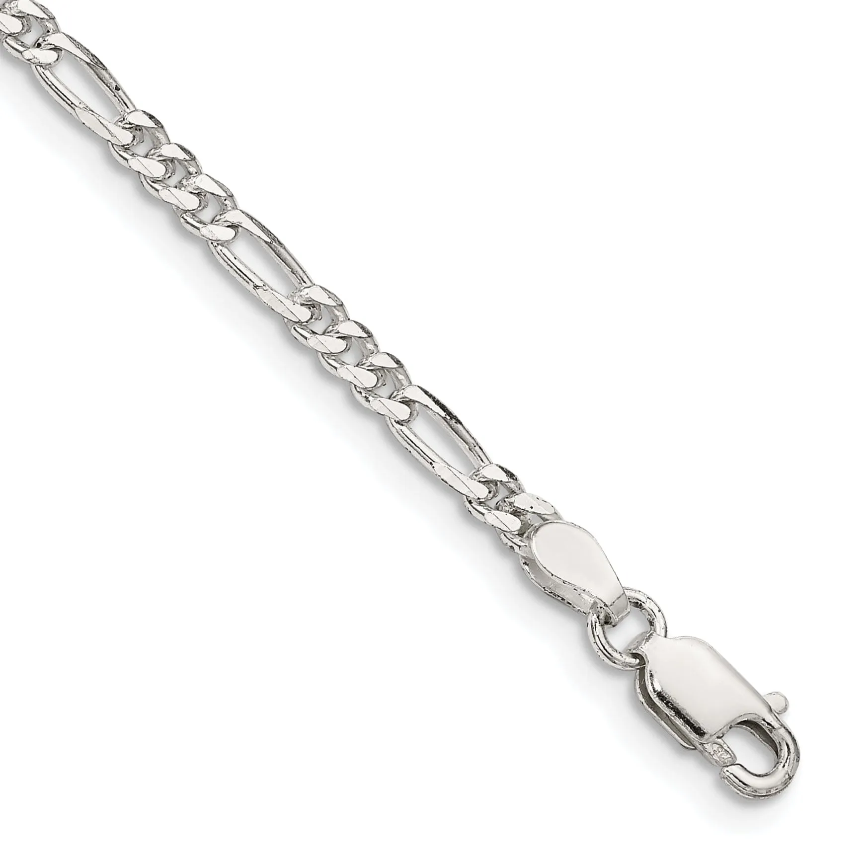 Silver Polished 3.00-mm Solid Figaro Chain