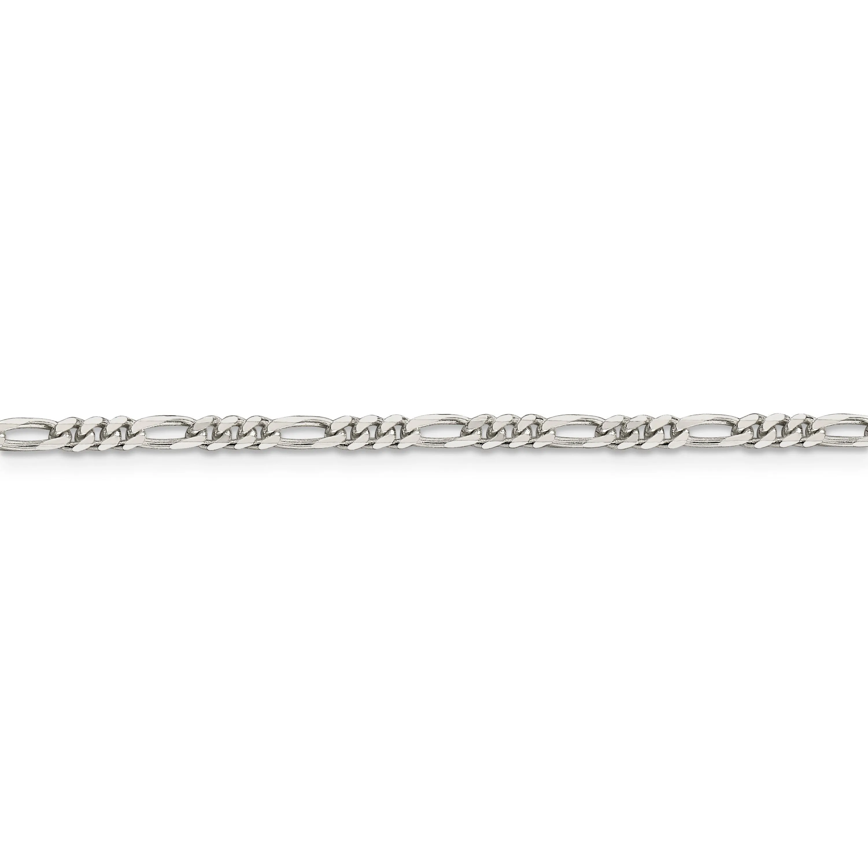 Silver Polished 3.00-mm Solid Figaro Chain