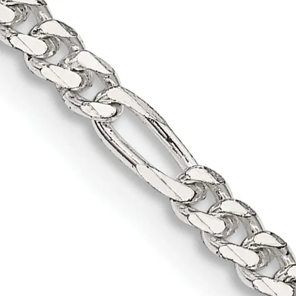 Silver Polished 3.00-mm Solid Figaro Chain